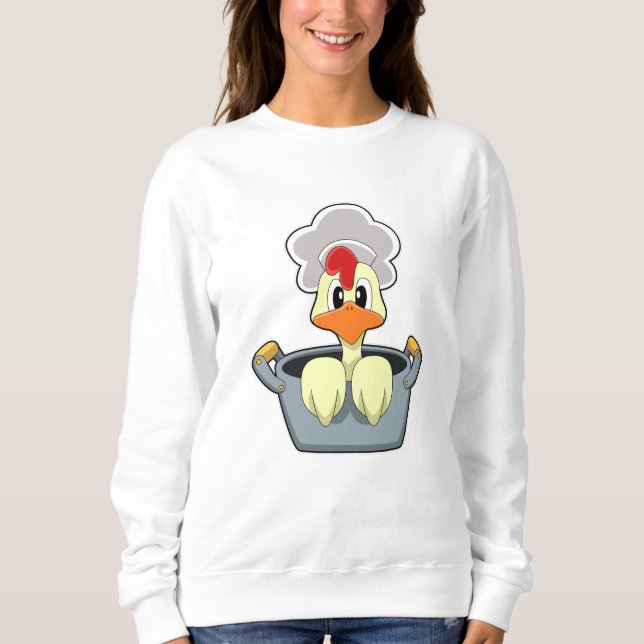 Sudadera Pollo con olla de cocina (Anverso)