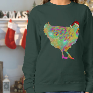Sudadera Pollo de Navidad Divertido Gallina Psicodélica Hum