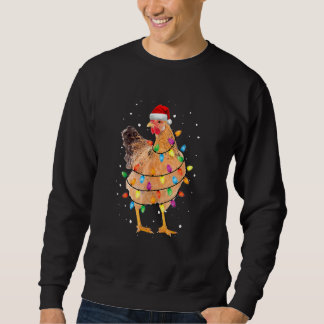 Sudadera Pollo de Navidad Gallina Luces del Árbol de Navida