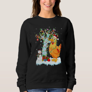 Sudadera Pollo de pájaro de Navidad iluminando el pollo de 