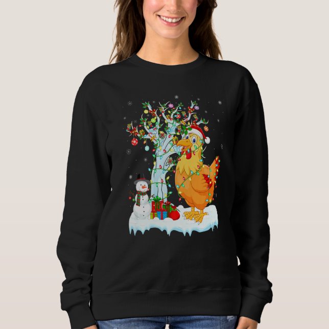Sudadera Pollo de pájaro de Navidad iluminando el pollo de  (Anverso)