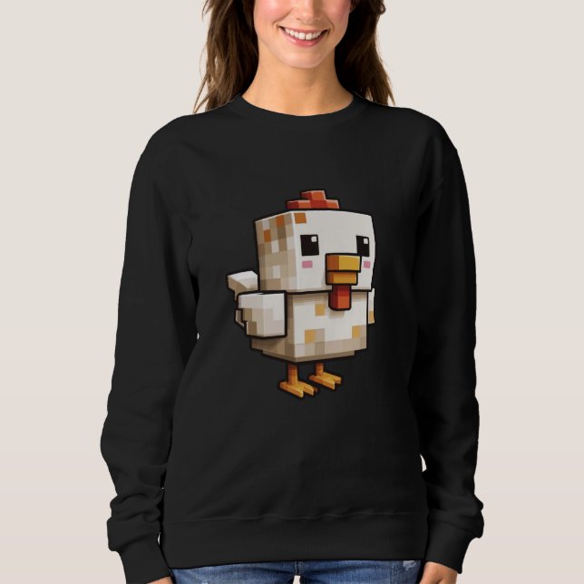 Sudadera Pollo de Pixel Amante de los Videojuegos Retro Div (Anverso)