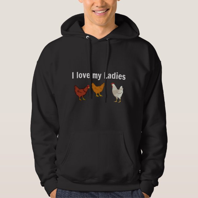 Sudadera Pollo Divertido T, Granjeros de Pollos, Amo a Mi D (Anverso)