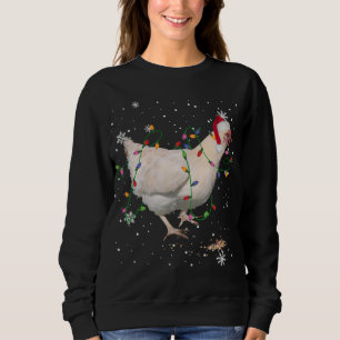 Sudadera Pollo en árbol de Navidad enciende divertida galli