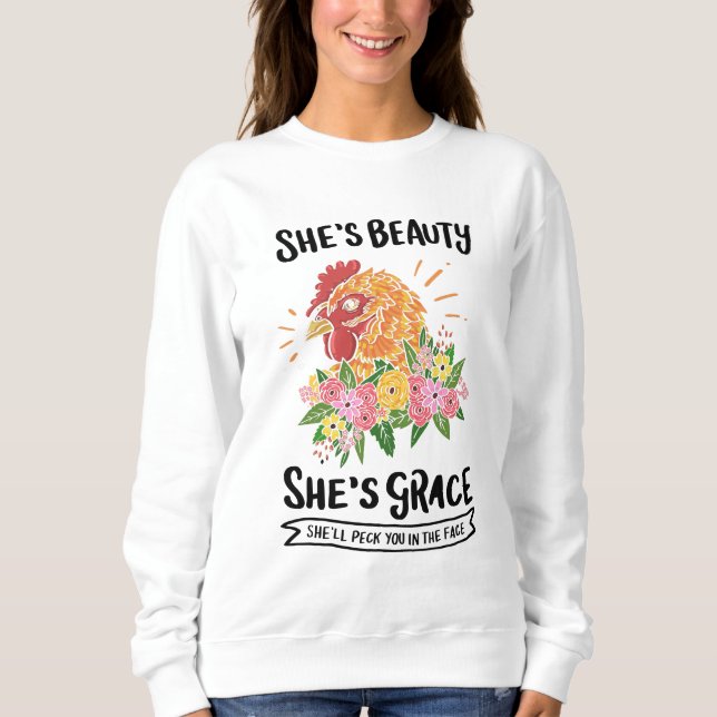 Sudadera Pollo - Es belleza. Es gracia. (Anverso)