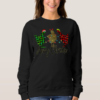 Sudadera Pollo Feliz Navidad Rojo Verde Cuadros Leopardo Pi