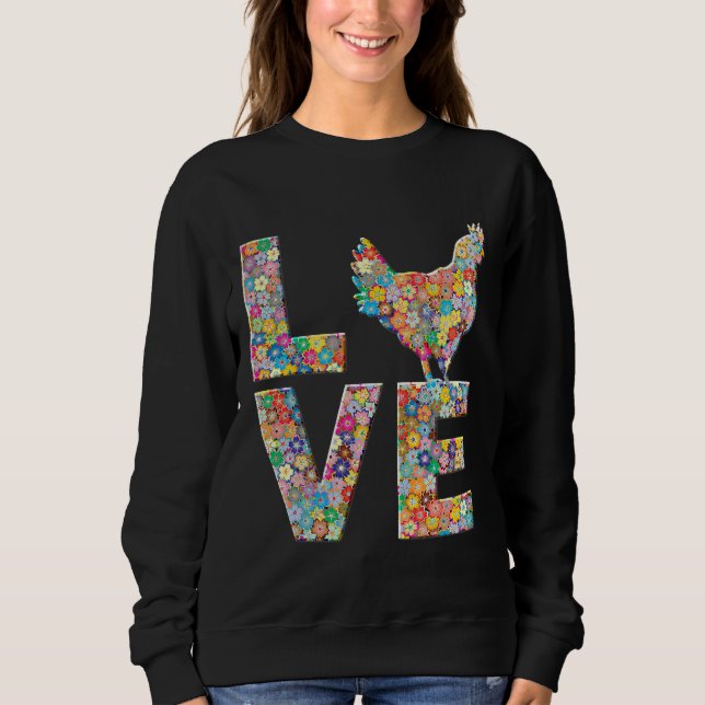 Sudadera Pollo Hen Love Flores Huevos de pollo (Anverso)
