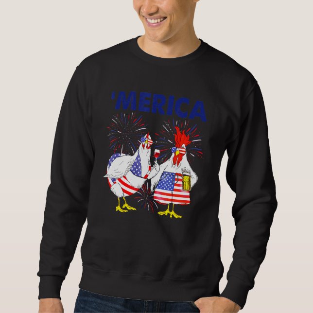 Sudadera Pollo Merica Bandera Americana Cerveza De Pollo 4  (Anverso)