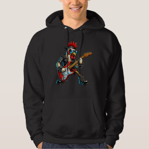 Sudadera Pollo Punk Divertido Rock and Roll Guitarra Pollo