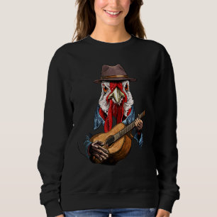 Sudadera Pollo tocando guitarra acústica Pollo Guitar Pl