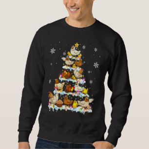 Sudadera Pollos Árbol de Navidad Encendido Granja decorativ