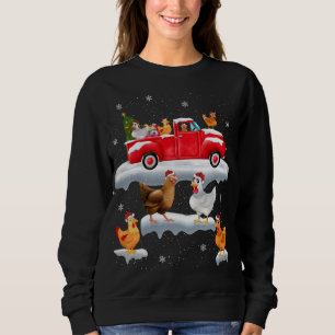 Sudadera Pollos conduciendo árbol de Navidad Pollo de camió