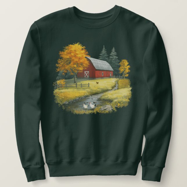 Sudadera Pollos Retro y Granja del Granero de los 90 Otoño  (Anverso del diseño)