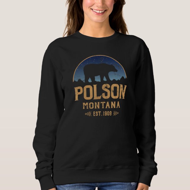 Sudadera Polson Montana MT Big Sky Country Bear & Mountains (Anverso)