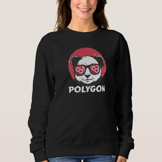 Sudadera Polygon Matic Cute Crypto Panda Sun Glasses Retro (Anverso)