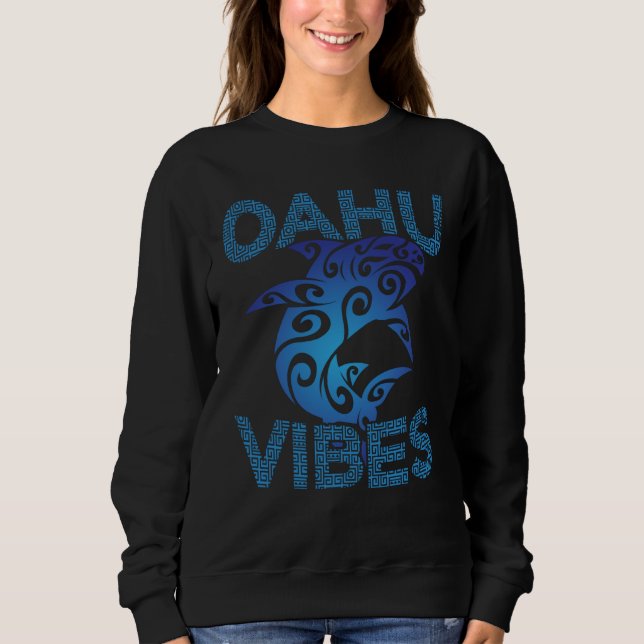 Sudadera Polynesian Tribal Shark Oahu Hawaii Vibes Tropical (Anverso)
