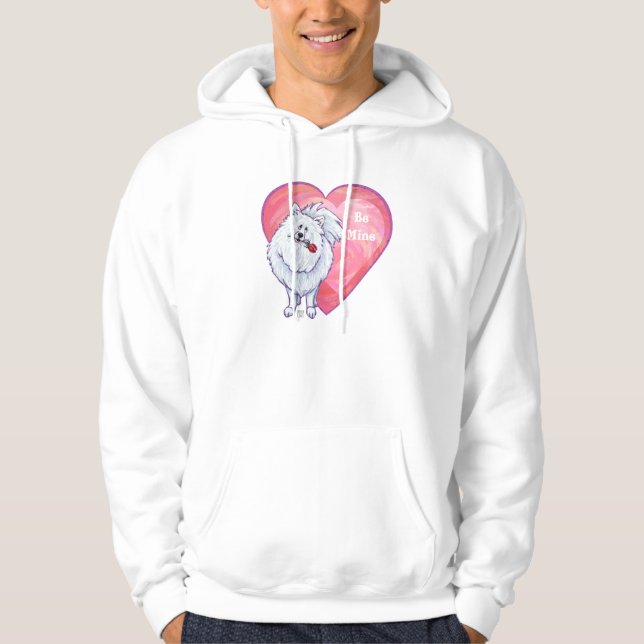 Sudadera Pomerania Blanca Día de San Valentín (Anverso)