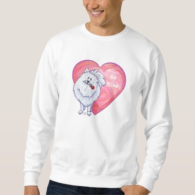 Sudadera Pomerania Blanca Día de San Valentín (Anverso)
