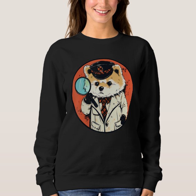 Sudadera Pomerania Detective Funny Perro Misterio (Anverso)