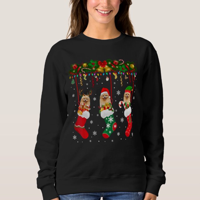 Sudadera Pomerania En Ganado De Xmas Ringüino Perro Elf (Anverso)