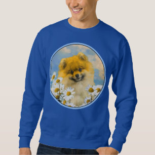 Sudadera Pomerania en pintura de Daisies - Arte de perro or