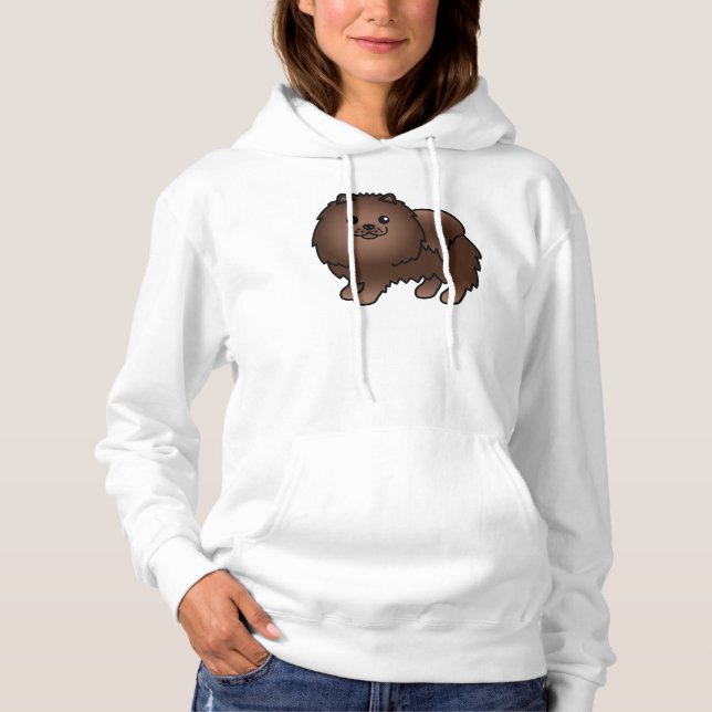 Sudadera Pomerania marrón perro de dibujos animados lindo (Anverso)