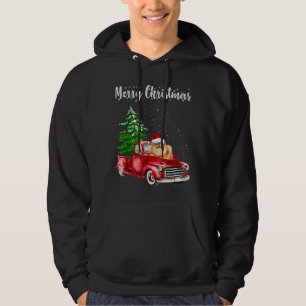 Sudadera Pomerania montando Camión Rojo Merry Christmas Dog