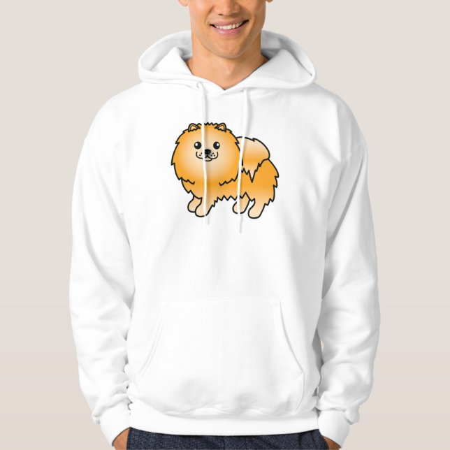 Sudadera Pomerania naranja perro de dibujos animados lindo (Anverso)
