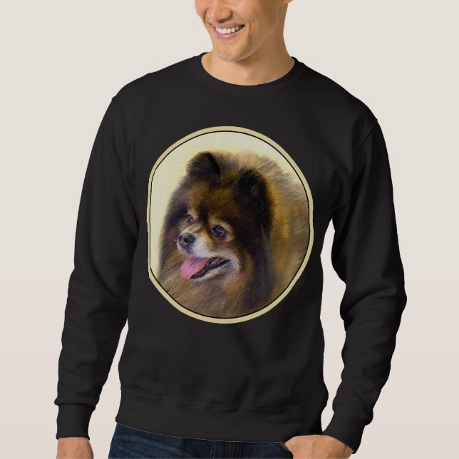 Sudadera Pomerania Negra y Tan Pintura Original de Perro (Anverso)