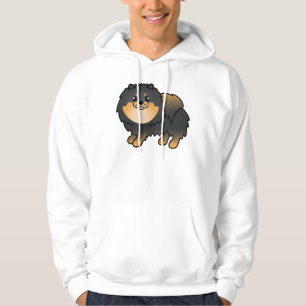Sudadera Pomerania negro y canela perro de dibujos animados