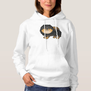 Sudadera Pomerania negro y marrón Perro de dibujos animados