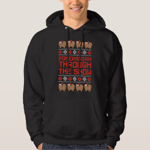 Sudadera Pomeranian A Través De La Nieve Red Funny Computer