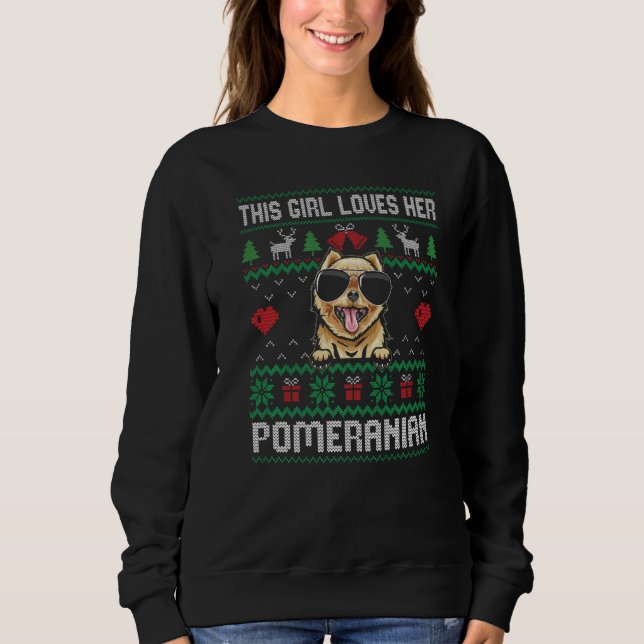 Sudadera Pomeranian Girl Cool Ugly Christmas for Dog Mom Pr (Anverso)