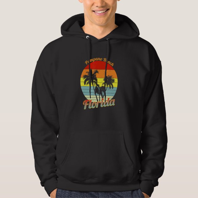 Sudadera Pompano Beach Florida Retro Tropical Palmeras Vaca (Anverso)
