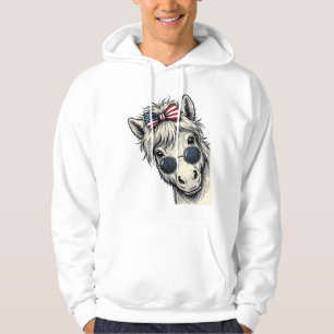 Sudadera Poni Patriótico Con Gafas De Sol Diseño Vectorial 