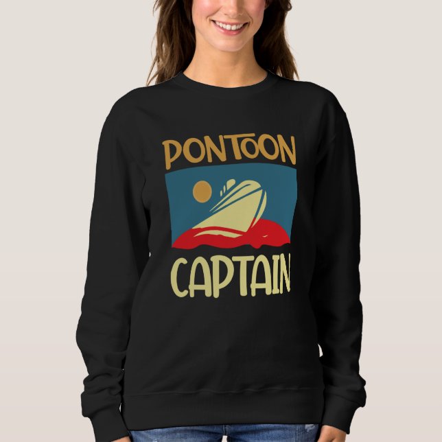 Sudadera Pontoon Captain Retro Vintage Style Pontoon Boat   (Anverso)