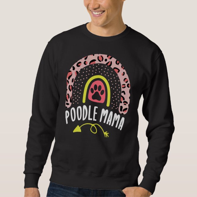 Sudadera Poodle Mama Cute de Perro Rosa Leopardo Arcoiris (Anverso)