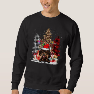 Sudadera Poodle Santa Hat Light Buffalo Plaid Leopard Xmas