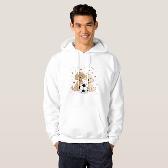 Sudadera Poodles dogs with soccer ball for Valentine's Day (Anverso completo)