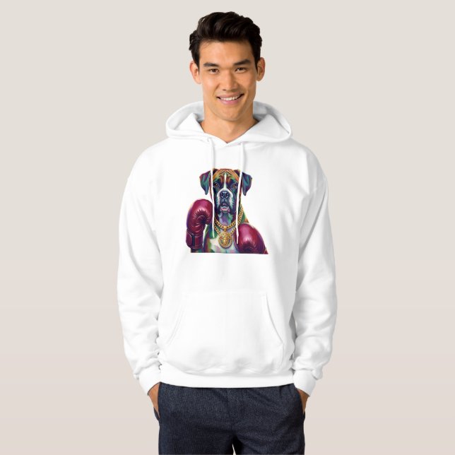 Sudadera Pop Art Boxer Dog Boxing front and back print (Anverso completo)