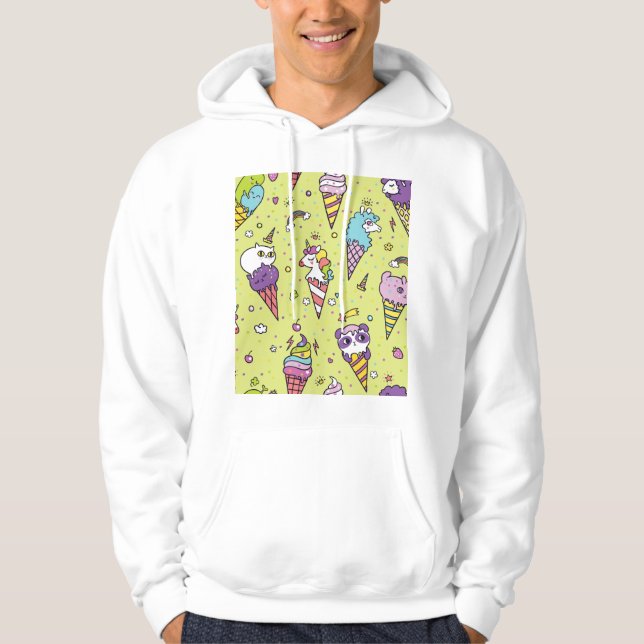 Sudadera Pop Cute Ice Cream: Patrón Animal (Anverso)
