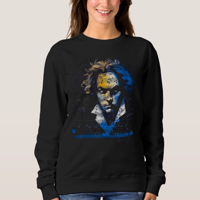 Sudadera Pop Ludwig van Beethoven Music Piano Blue (Anverso)