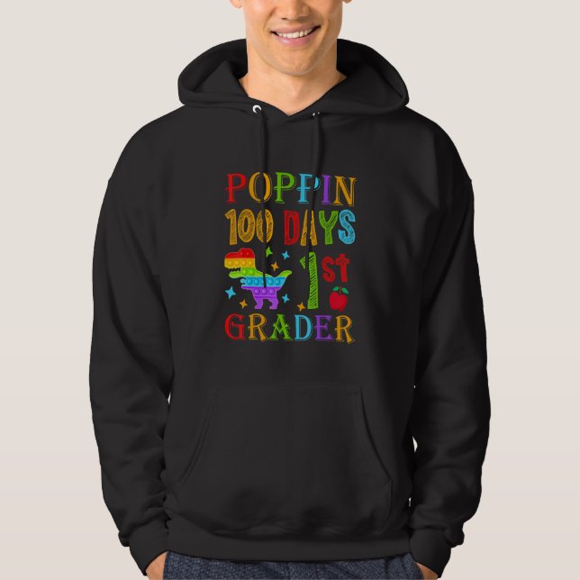 Sudadera Poppin 100 Days 1st Grader Primary School Dino T-R (Anverso)