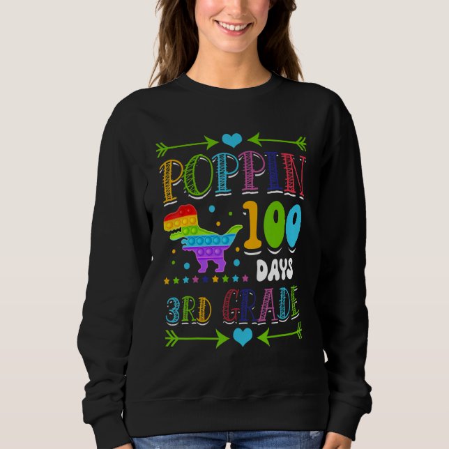 Sudadera Poppin 100 Days 3rd Grade Primary School Dinosaur  (Anverso)