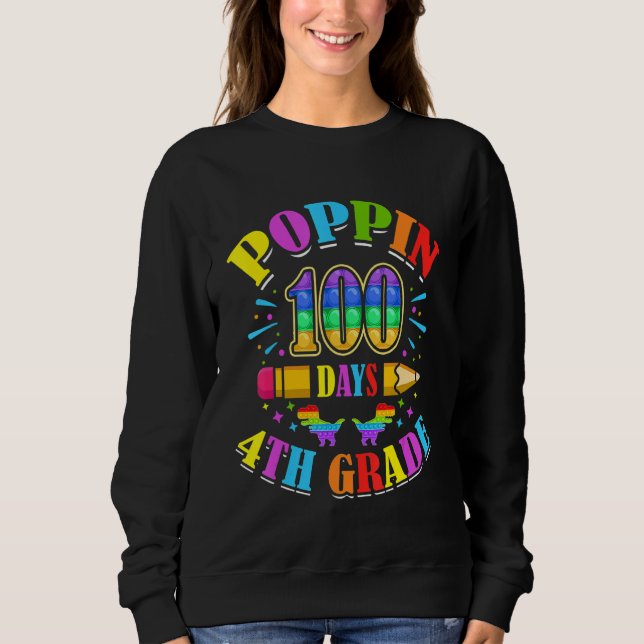 Sudadera Poppin 100 Days 4th Grade Primary School Kid Eleme (Anverso)