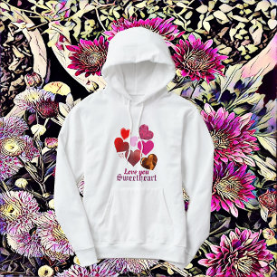 Sudadera Por sus corazones de barrido, cariño personalizado