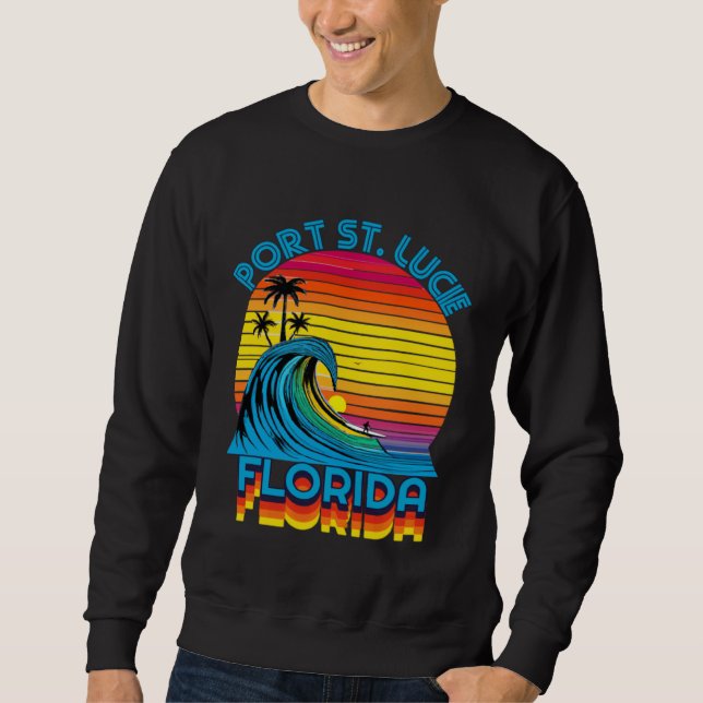 Sudadera Port St Lucie Florida Retro Throwback Surf & Beach (Anverso)