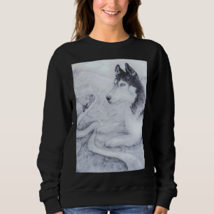 Sudadera Portait De Husky Y Motocicleta Mountain Road Blac