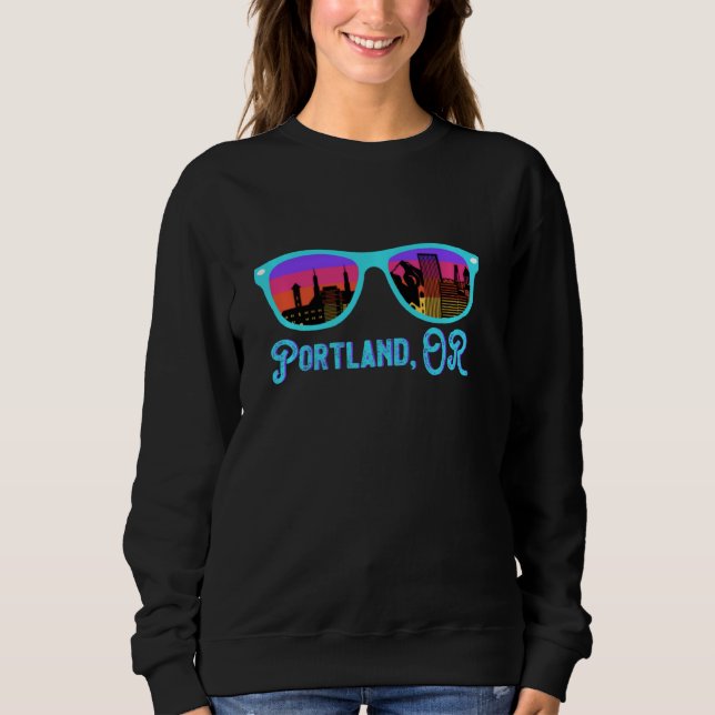 Sudadera Portland Oregon Gafas de sol City Skyline Pdx Loca (Anverso)