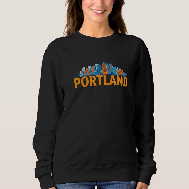 Sudadera Portland Oregon USA City Skyline Silhouette Outlin (Anverso)